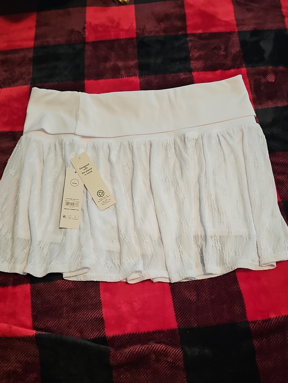 White Pleated Mini Skirt with Wide Waistband